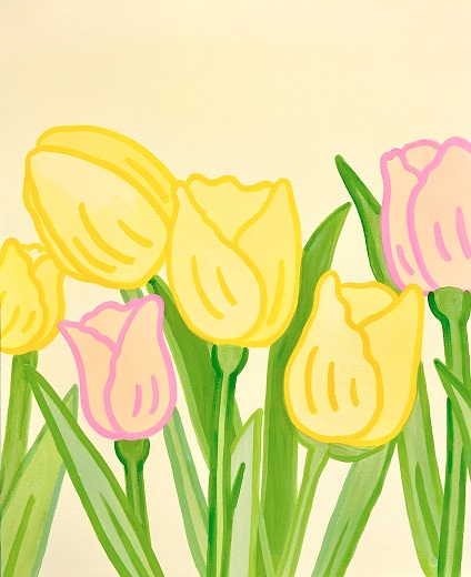 모모킴,Tulips,acrylic on canvas,60x53cm,2022